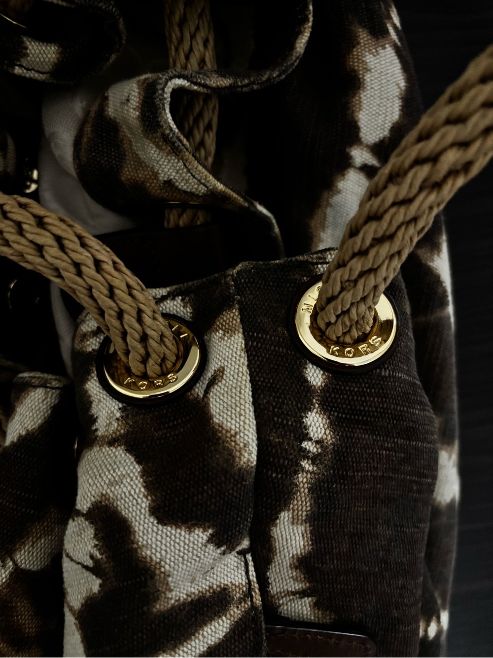 Michael Kors Marina Brown & Cream Animal-Print Drawstring Tote - Picture 4 of 4